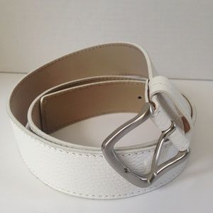Talbots Belt Sz M Italian Leather White